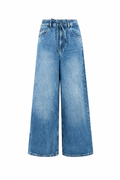 Wide Leg Cropped Jeans Mid Blue